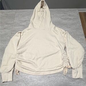 Aerie Women’s Side Ruched Hoodie In Creamy Ivory Color Size Medium